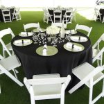 white chairs and black table cloth